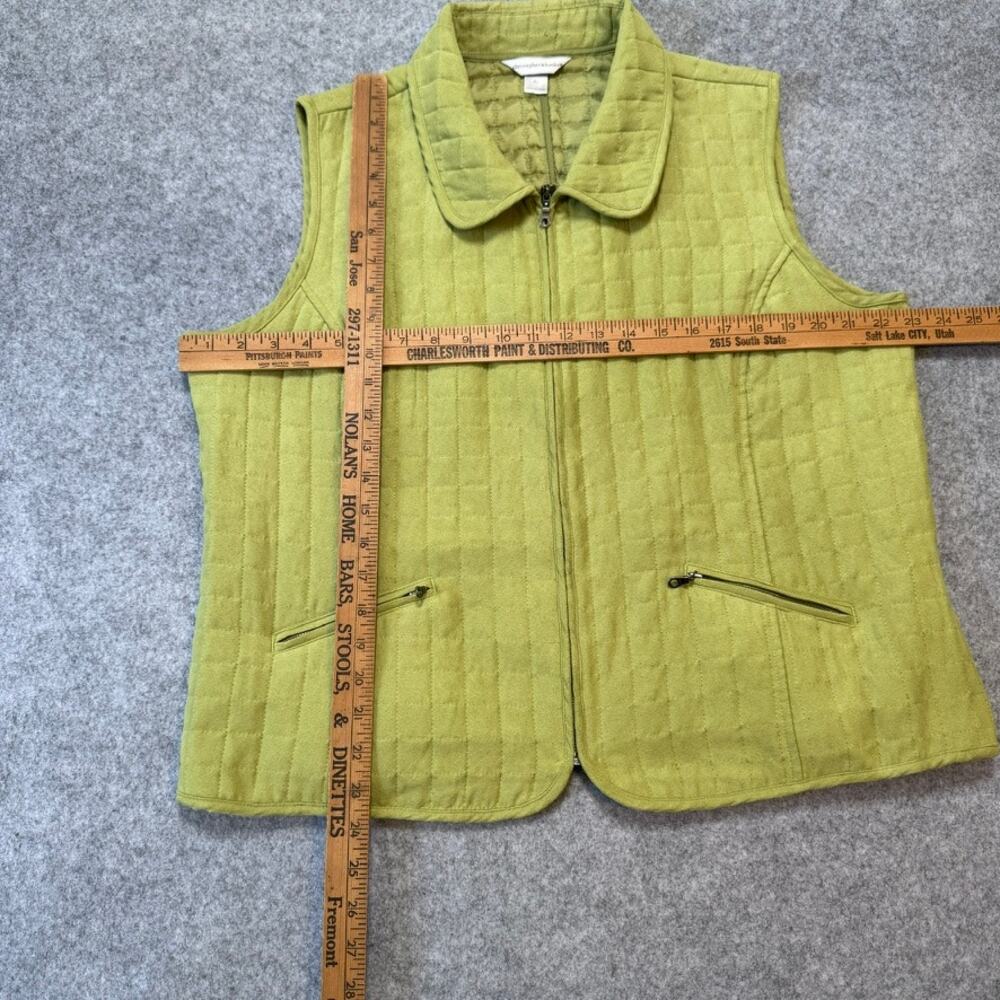 Christopher & Banks Women’s XL Lime Green Faux Suede Quilted Zip Vest - Picture 7 of 7